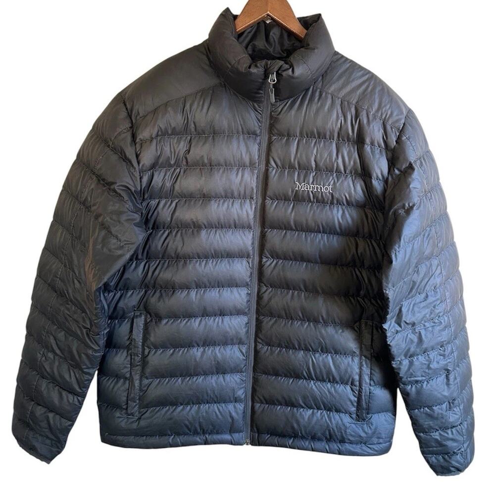 Marmot 700 Fill Down Puffer Jacket Mens Large Gray RDS Lightweight Zip